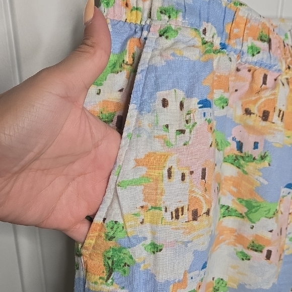 Cynthia Rowley Linen Blend Shorts Coastal Scenic Print Beach Resort Medium - Picture 4 of 8